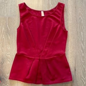 Anthropologie Bailey 44 burgundy peplum top sleeveless S